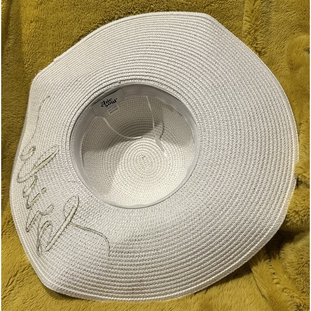 Chic Soul Women's Bride Weaved Beach Embroidered Floppy Brim Sun Hat Honeymoon View 3